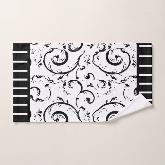 Strepen en wervelingen Zwart-wit Bad Handdoek (Handdoek)
