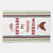 Strepen en Wicked Chickens Keukenhanddoek (Horizontaal)