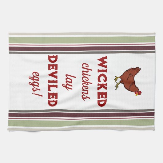 Strepen en Wicked Chickens Keukenhanddoek (Horizontaal)
