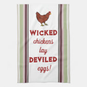 Strepen en Wicked Chickens Keukenhanddoek (Verticaal)