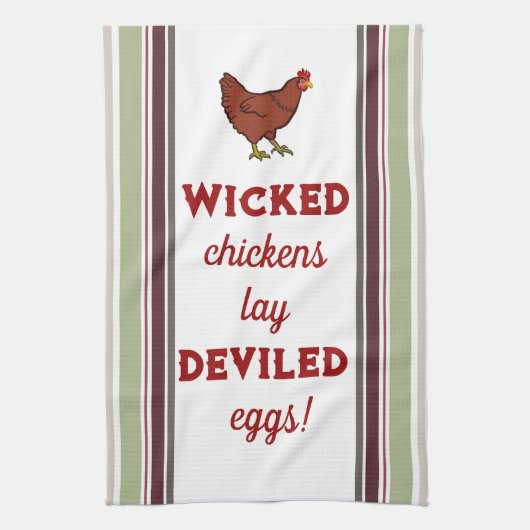 Strepen en Wicked Chickens Keukenhanddoek (Verticaal)