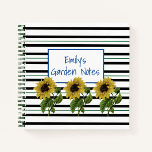 Strepen En Zonnebloemen Notitieboek