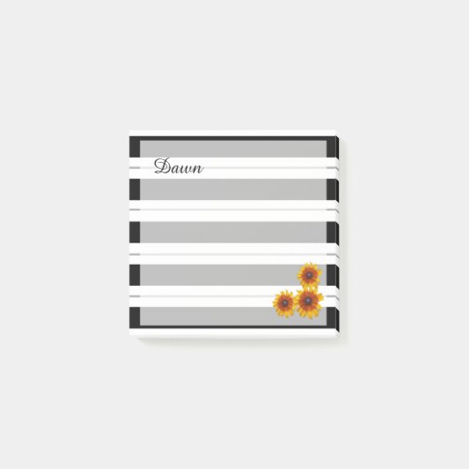 Strepen en zonnebloemen post-it® notes (Voorkant)
