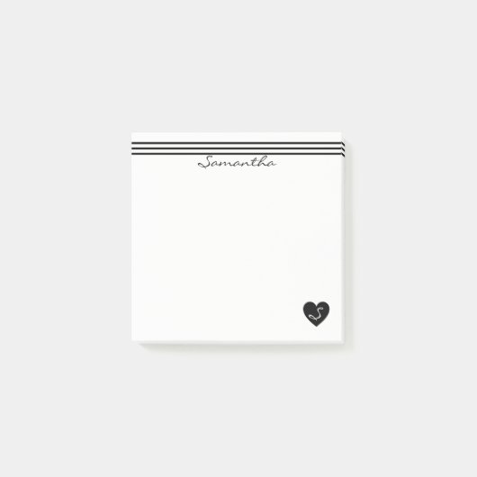 Strepen en zwart hart post-it® notes (Voorkant)