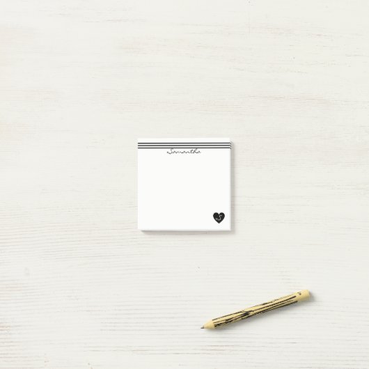 Strepen en zwart hart post-it® notes (Op bureau)
