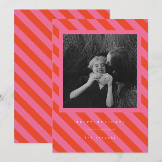 Strepen Feestdagenkaart (Voorkant / Achterkant)