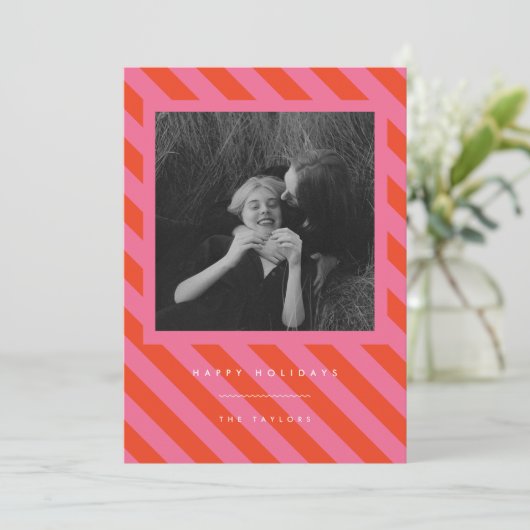 Strepen Feestdagenkaart (Staand voorkant)