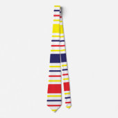 Strepen Geel Blauw Rood Patroon Stropdas (Voorkant)
