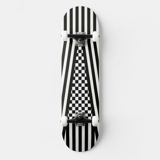Strepen & Geruit b&w Skateboard (Voorkant)