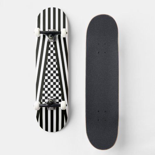 Strepen & Geruit b&w Skateboard (Voorkant)