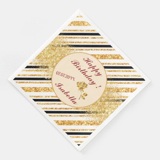 Strepen Goud Glitter Zwart Boho Populaire Collecti Servet (Hoek)