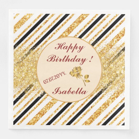 Strepen Goud Glitter Zwart Boho Populaire Collecti Servet (Voorkant)