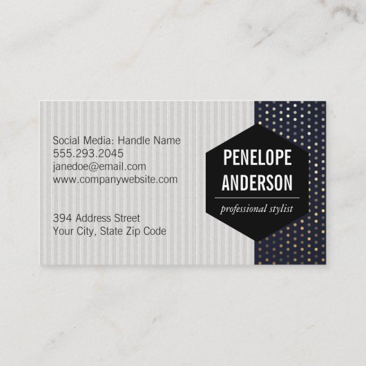 Strepen | Gouden Spikkel Stippen Visitekaartje (Achterkant)