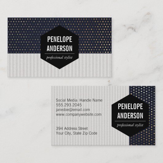 Strepen | Gouden Spikkel Stippen Visitekaartje (Voorkant / Achterkant)