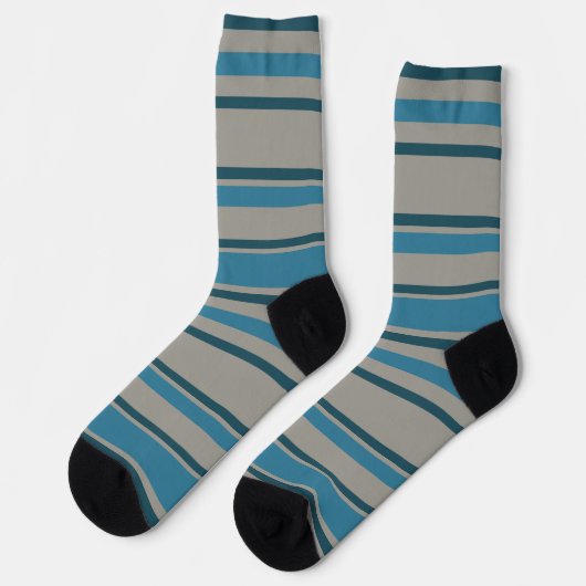 Strepen Grijs en Blauw Sokken (Links)