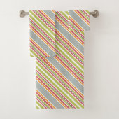 Strepen groen grijs sinaasappel roze bad handdoek (Insitu)