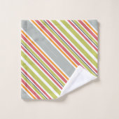 Strepen groen grijs sinaasappel roze bad handdoek (Wasdoekje)