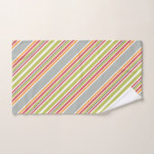 Strepen groen grijs sinaasappel roze bad handdoek (Handdoek)