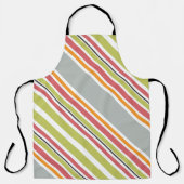 Strepen groen grijs sinaasappel roze schort (Voorkant)