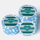 Strepen & Hart aangepaste monogram & datum poker c Chips (Opstapeling)