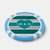 Strepen & Hart aangepaste monogram & datum poker c Chips (Enkel)