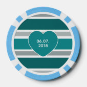 Strepen & Hart aangepaste monogram & datum poker c Chips (Achterkant)