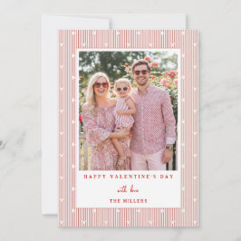 Strepen & Harten Gelukkige Valentijnsdag Fotokaart Feestdagenkaart