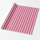 Strepen heet roze en wit cadeaupapier (Uitgerold)