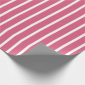 Strepen heet roze en wit cadeaupapier (Hoek)