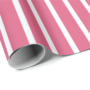 Strepen heet roze en wit cadeaupapier