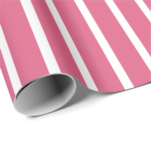 Strepen heet roze en wit cadeaupapier (Rol Hoek)