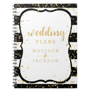 Strepen in elke kleur & Gouden Confetti Trouwplann Notitieboek
