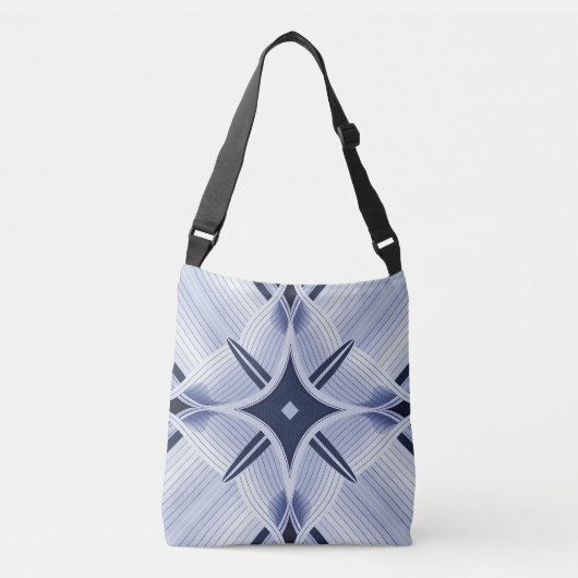 Strepen in harmonie blauw en grijs crossbody tas (Voorkant)