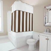 Strepen in het midden. Brown en White. Douchegordijn (In situ)