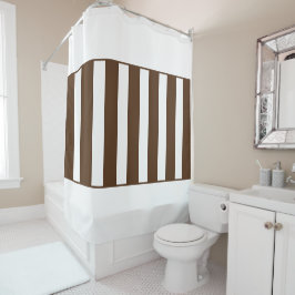 Strepen in het midden. Brown en White. Douchegordijn