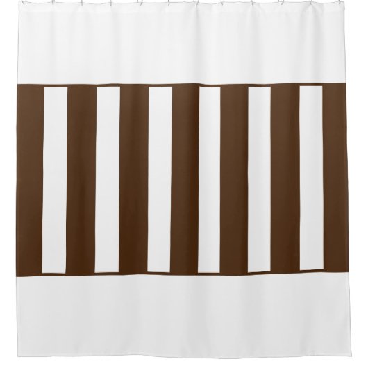 Strepen in het midden. Brown en White. Douchegordijn (Voorkant)