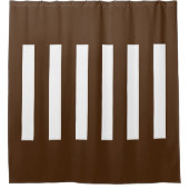 Strepen in het midden. Brown en White. Douchegordijn (Voorkant)