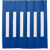 Strepen in het midden. Deep Blue en white. Douchegordijn (Voorkant)