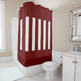 Strepen in het midden. Donkerrood en wit. Douchegordijn