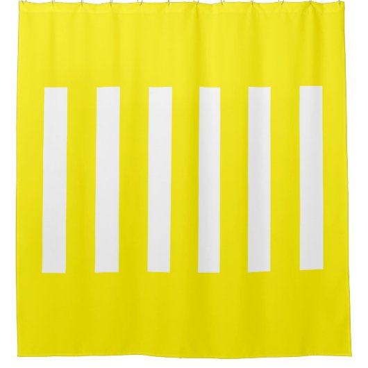 Strepen in het midden. Helder Geel en wit. Douchegordijn (Voorkant)