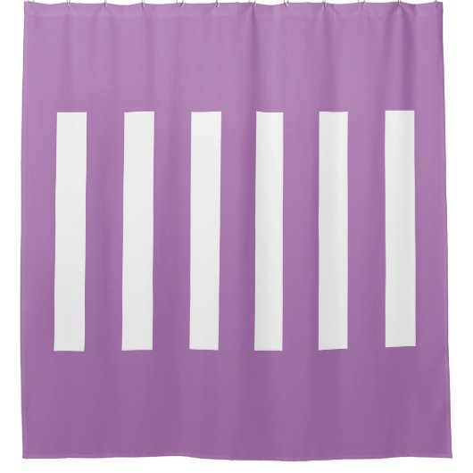 Strepen in het midden. Lavendel en wit. Douchegordijn (Voorkant)