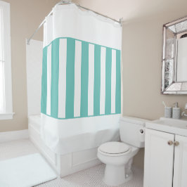 Strepen in het midden. Licht Blauwgroen en wit. Douchegordijn