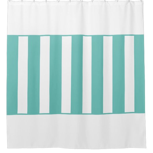 Strepen in het midden. Licht Blauwgroen en wit. Douchegordijn (Voorkant)