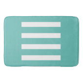 Strepen in het midden. Licht teal en wit. Badmat (Voorkant)