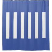 Strepen in het midden. Medium Blauw en wit. Douchegordijn (Voorkant)