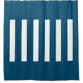 Strepen in het midden. Ocean Blue en white. Douchegordijn (Voorkant)