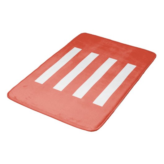Strepen in het midden. Oranje rood en wit. Badmat (Gekanteld)