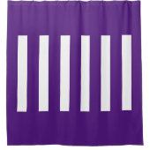 Strepen in het midden. Royal Paarse en wit. Douchegordijn (Voorkant)