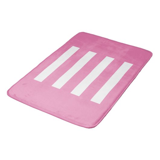 Strepen in het midden. Roze en wit. Badmat (Gekanteld)