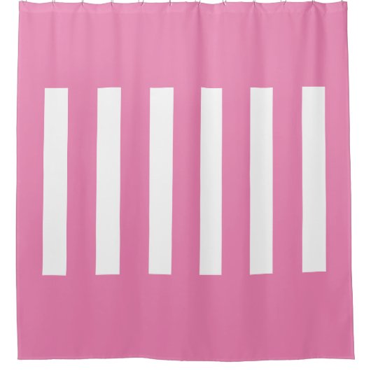 Strepen in het midden. Roze en wit. Douchegordijn (Voorkant)